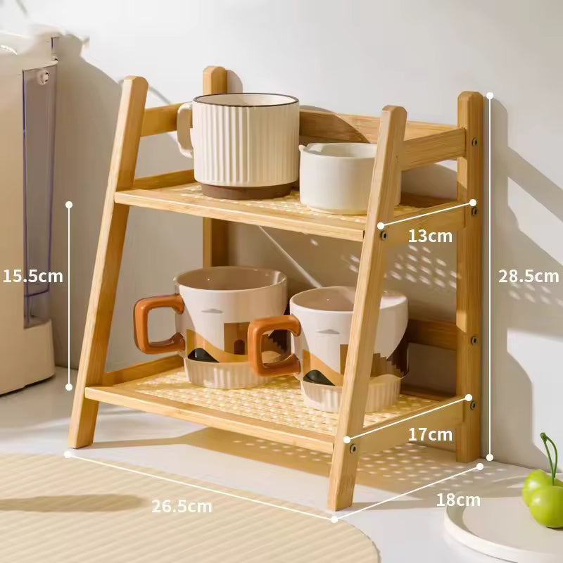 Bamboo Tiered Countertop Organiser